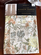 ENVOGUE Window Curtains 2 Panels Beige 37  x 84  Flowers Birds Floral New
