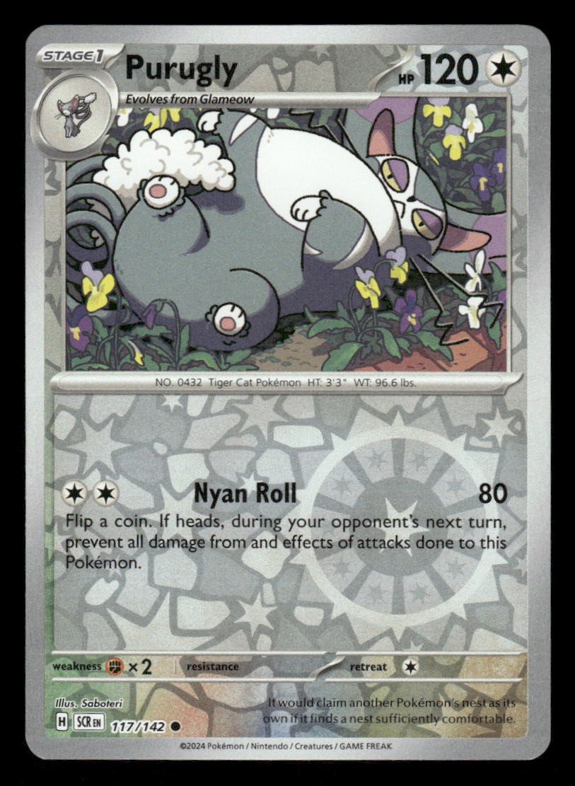 Purugly 117/142 C Stellar Crown Reverse Holo NM/M Pokemon