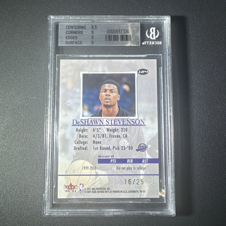 Fleer DeShawn Stevenson 2000-01 novato ¡Prominencia RC! #16/25 BGS 9! /25 Foto 2 de 3