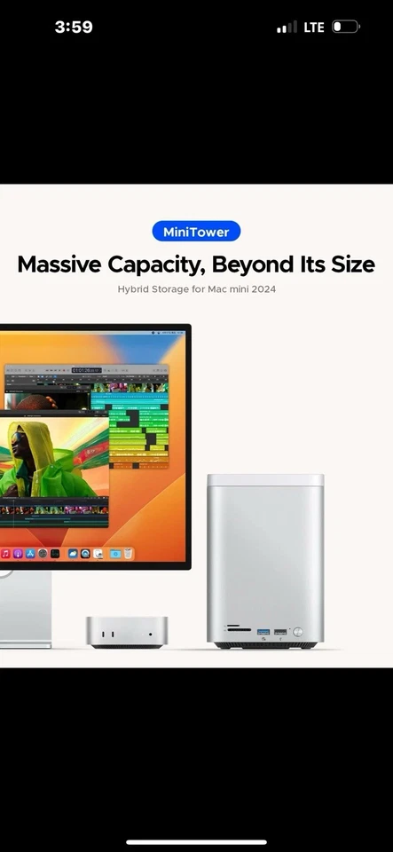 ORICO Mac Mini M4 Dock M.2 SSD 3.5" Hard Drive Enclosure Type C Docking Station - Image 4 of 4