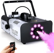 TCFUNDY Fog Machine with Lights, 1500W Smoke Machine RGB 9 LED Lights for DJ