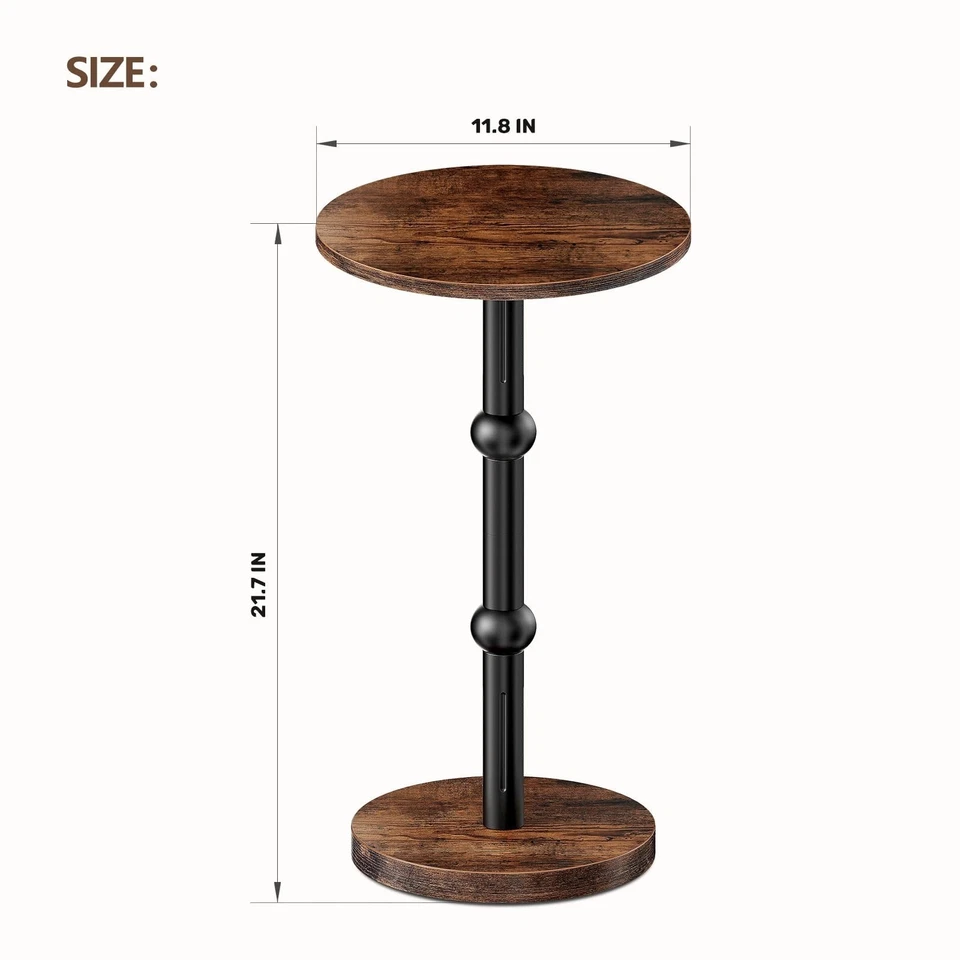 Drink Table, Small Round Side Table for Small Spaces,Round End Tables Metal leg - Image 3 of 4