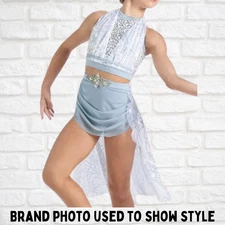 Weissman Size SA Sequin Dance Costume Set Halter Crop Top Skirt Rhinestone 14715