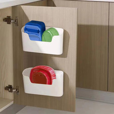 2-Pack Adhesive Cabinet Door Lid Organizer for Kitchen or Bathroom, White