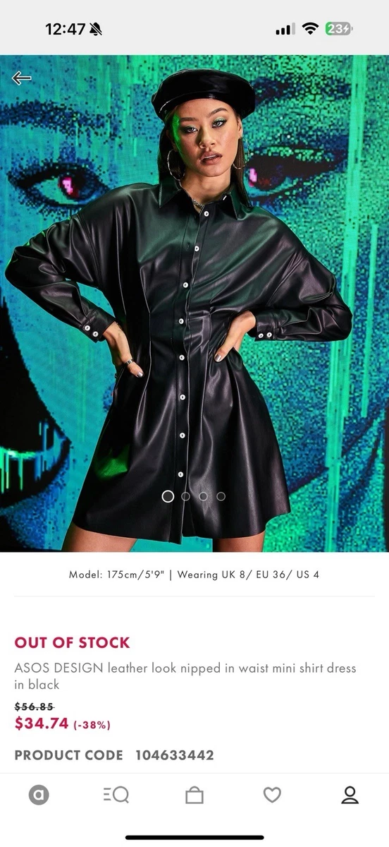 asos black leather dress Dresses for Women for sale Size:52 Long Jacket+46 Waist Adjust 42 to 48)(Height:6