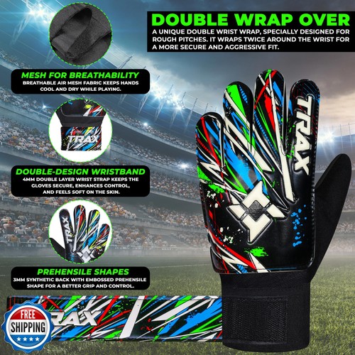 Trax Soccer Goalie Gloves for Kids Boys Children,Youth and Adult Football Goa - Picture 2 of 5