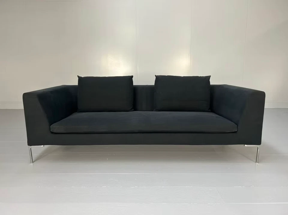 B&B Italia "Charles CH230" 3-Seat Sofa - In Black Linen - RRP £7000 - Image 2 of 4
