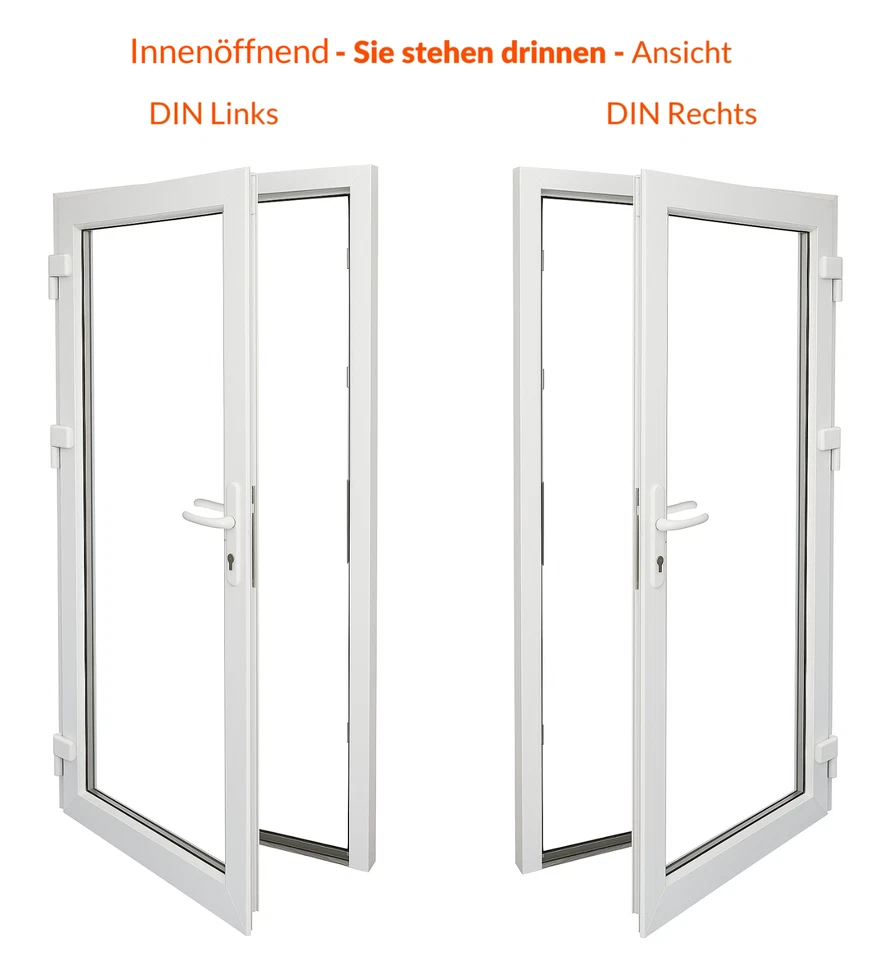 Kunststoff Nebeneingangstür Nebentür Haustür Seitentür Glas Weiß innenöffnend - Bild 3 von 4