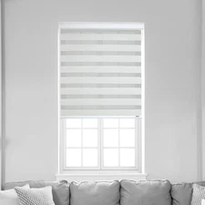 SHADESU Cordless Zebra Roller Light Filtering Privacy Shades 72"L x 23"W White