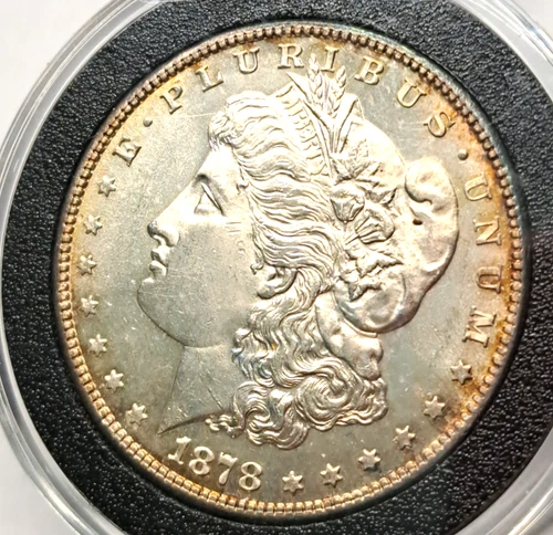 1878-S Morgan Silver Dollar BU Proof Like w Nice Edge/Rim Toning Both Sides P262
