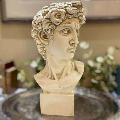 Vintage Large 16  Michelangelo Bust Sculpture Resin Neo-Classical Old World