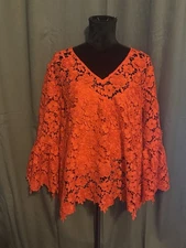 Trina Turk XXL Red Smolder Top Open Knit NWT