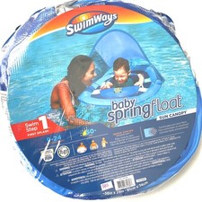 SWIMWAYS New 25 Blue Sun Canopy Round Baby Spring Float Age 9-24 Months BB2