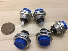 5 Pieces Blue 16mm MOMENTARY N/O normally open PUSH BUTTON SWITCH DC on/off