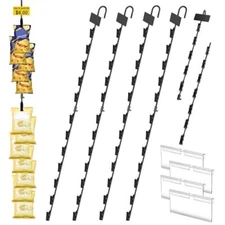 2/4 Hanging Merchandise Strips with Clips Chip Display Rack Potato Bag Holder