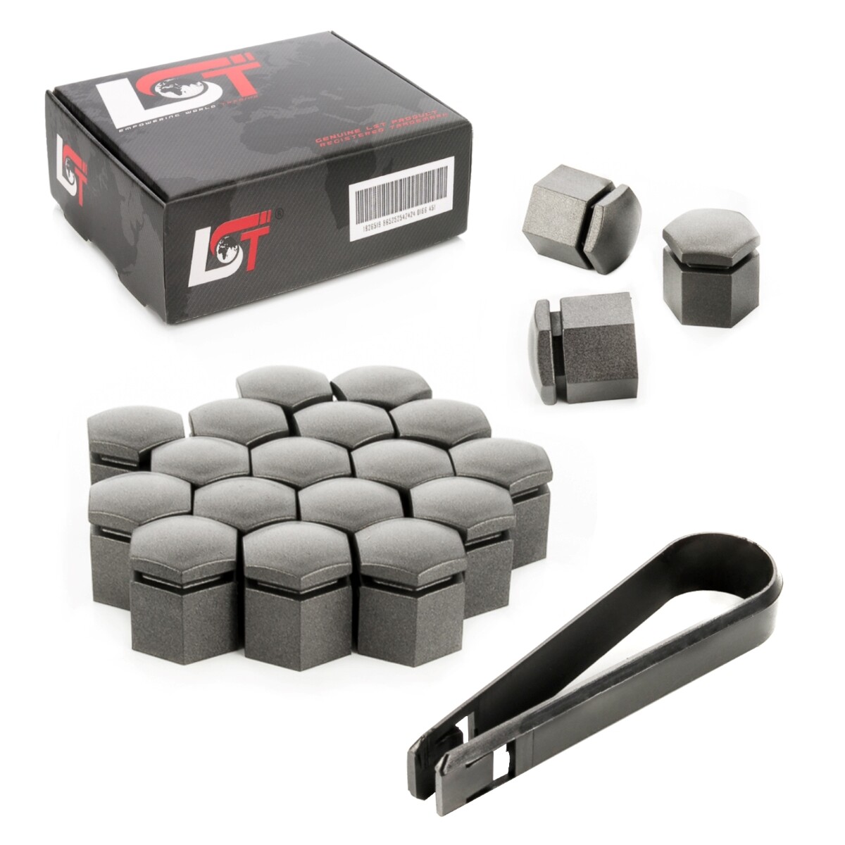 20X Wheel Nut Cover Hex Caps 17 Mm Grey For LAND ROVER