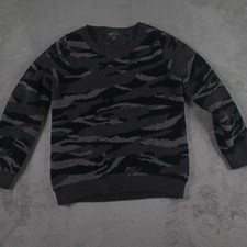 Barefoot Dreams Sweater Womens Small Black Striped Camouflage Cozy Chic