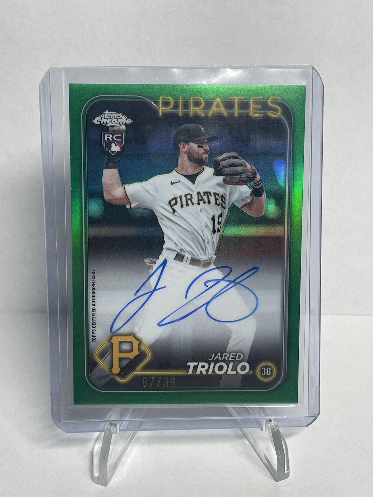2024 Topps Chrome Jared Triolo #RA-JTR Green Refractor Auto /99 Rookie Pirates