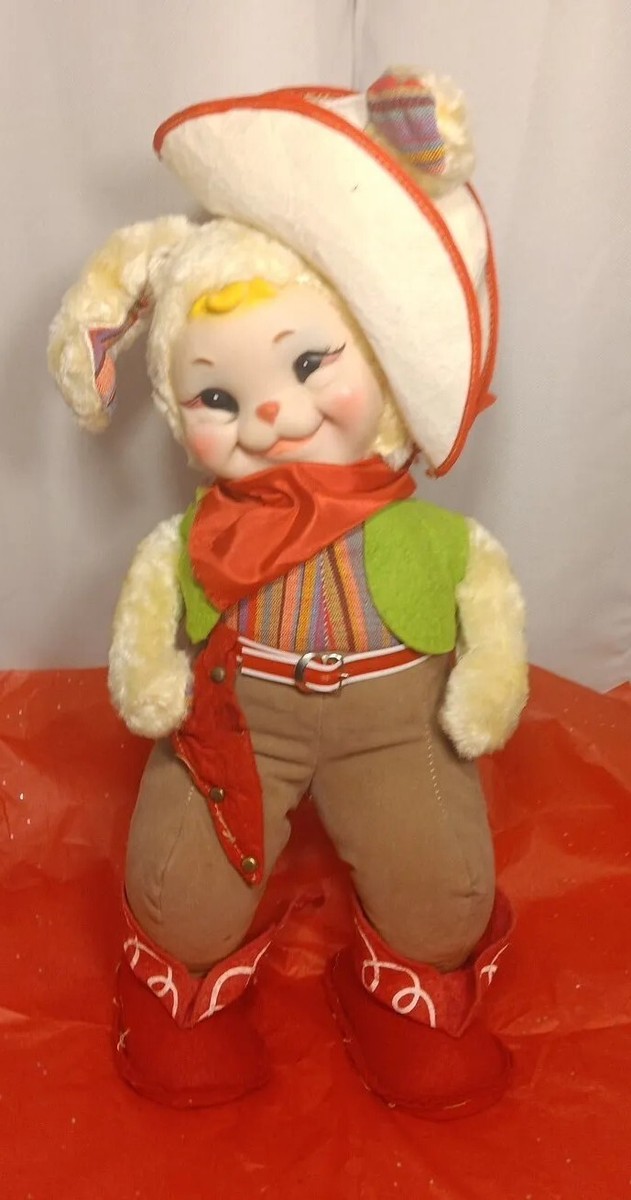 Rushton Co Star Creations Rubber Face Cowboy Bunny 19”Plush Orig
