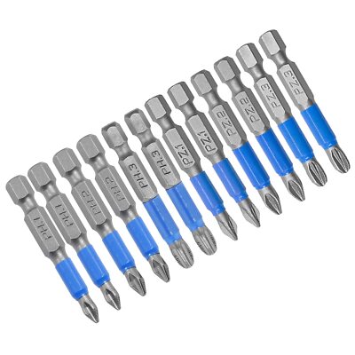 12 Pcs Magnetic Phillips & Pozidriv Screwdriver Bit Set ph1 Ph2 Ph3 Pz1 Pz2 Pz3