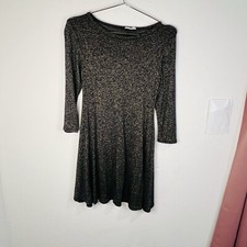 Pinc Speckleed Tan & Black Long 3/4 Sleeve Sweater Dress Minimalist Boho Size S