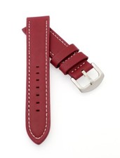 Französisches Kalbsleder Uhrenarmband Modell Olsen rot-WN 24 mm
