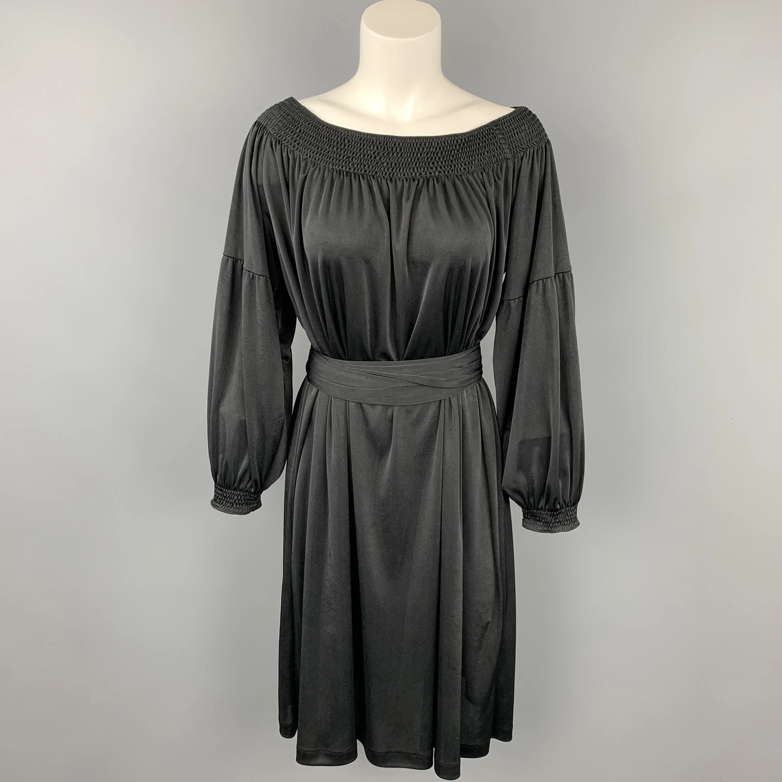 Abito PRADA taglia S nero jersey poliestere bohemien con cintura