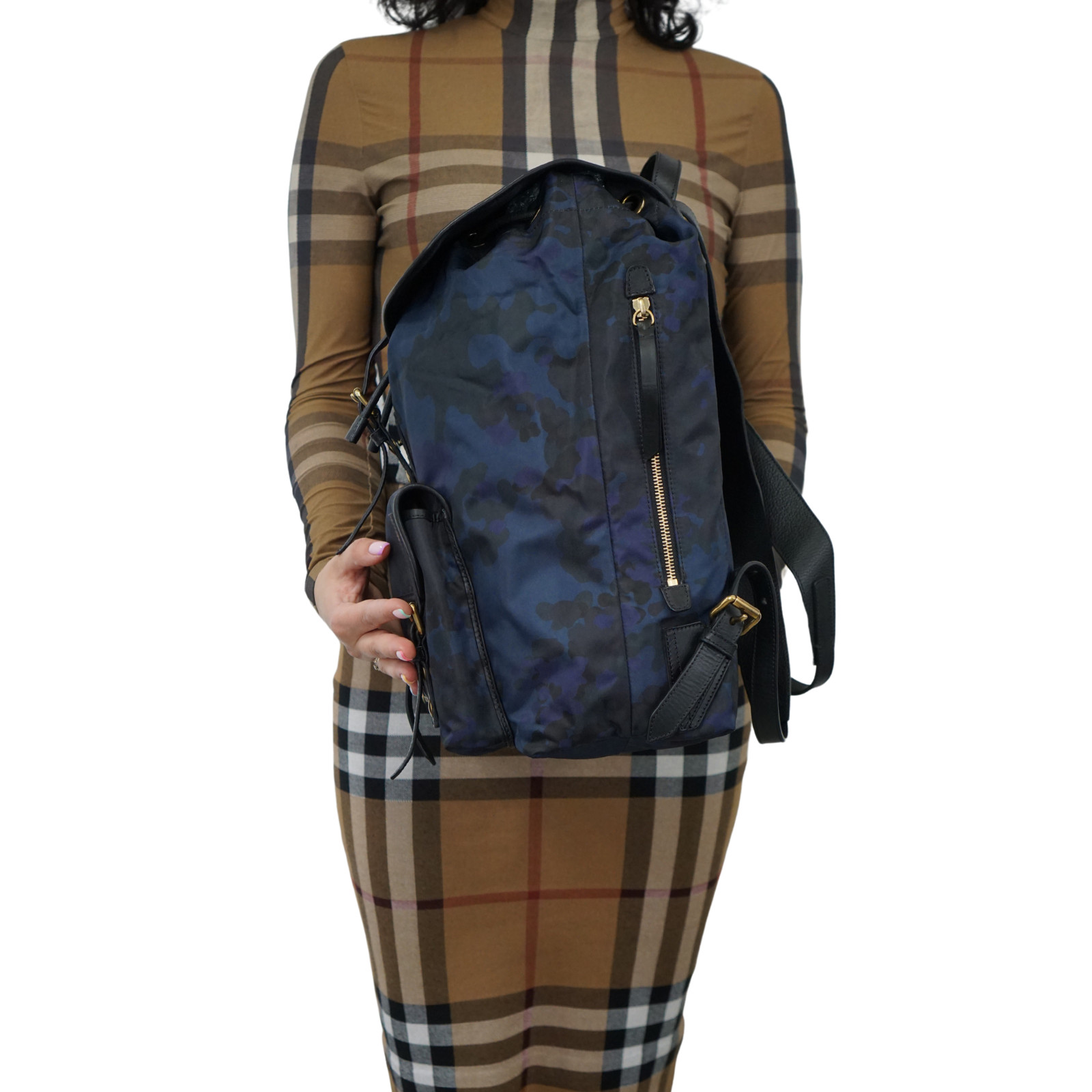 Genuine Burberry The Rucksack Nylon Backpack Blue Camouflage image 6