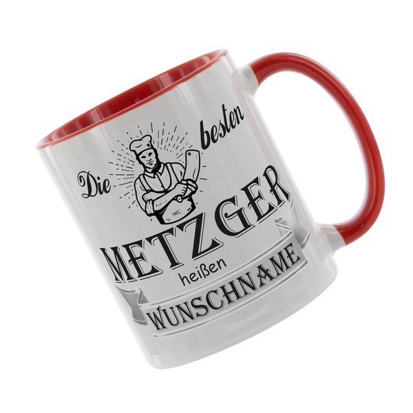 "Kaffeetasse M. Wunschname \" Die Besten Metzger HeißEn... ( Wunschname ) \""-image