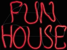 Fun House Neon Halloween Sign LED Light Up Haunted House Prop Glo Carnival Freak