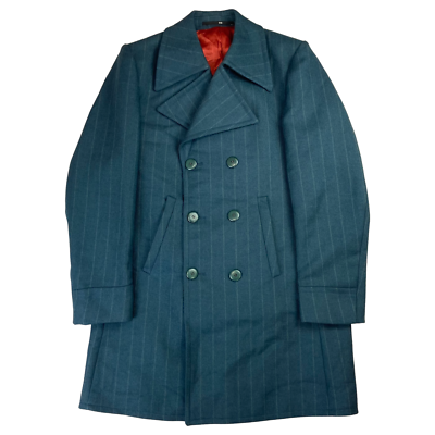 VTG MENS BLUE WOOL PINSTRIPE 20s 30s STYLE FROCK COAT PEAKY 
