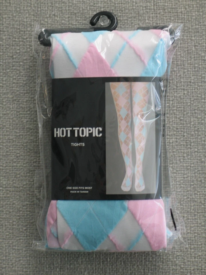 Hot Topic Pastel Pink & Blue Argyle Sheer Tights NWT Hard to Find - Image 2 of 2