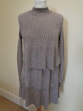 ZARA BRAND NEW BEIGE SPARKLE HIGH NECK TIERED DRESS - SIZE SMALL - RRP £69.99