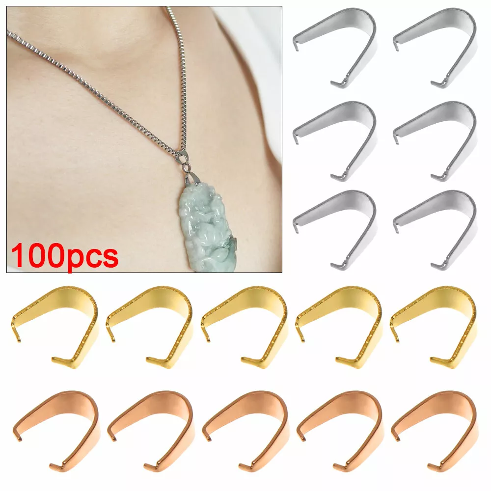 Pinch Bail Clasp Pendant Clips Buckle Charm Necklace Hook DIY