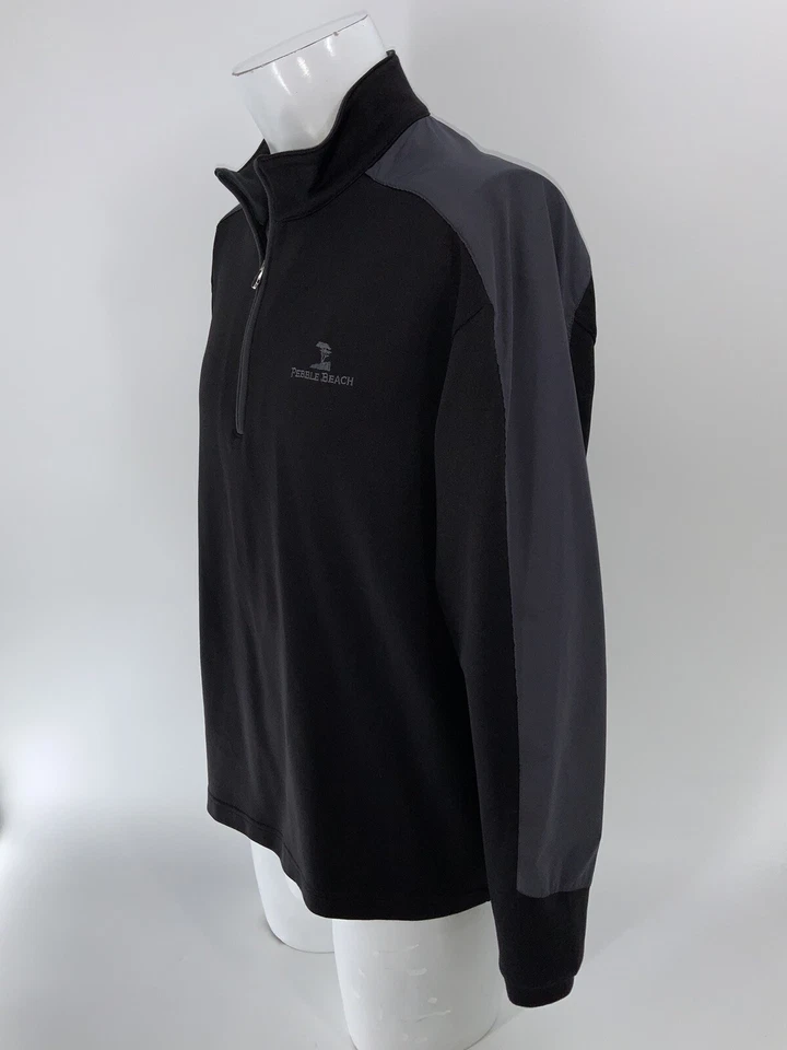 Pullover de rendimiento Pebble Beach con eslabones de golf 1/4 cremallera para hombre M negro poli YGI W4-241 Foto 4 de 4