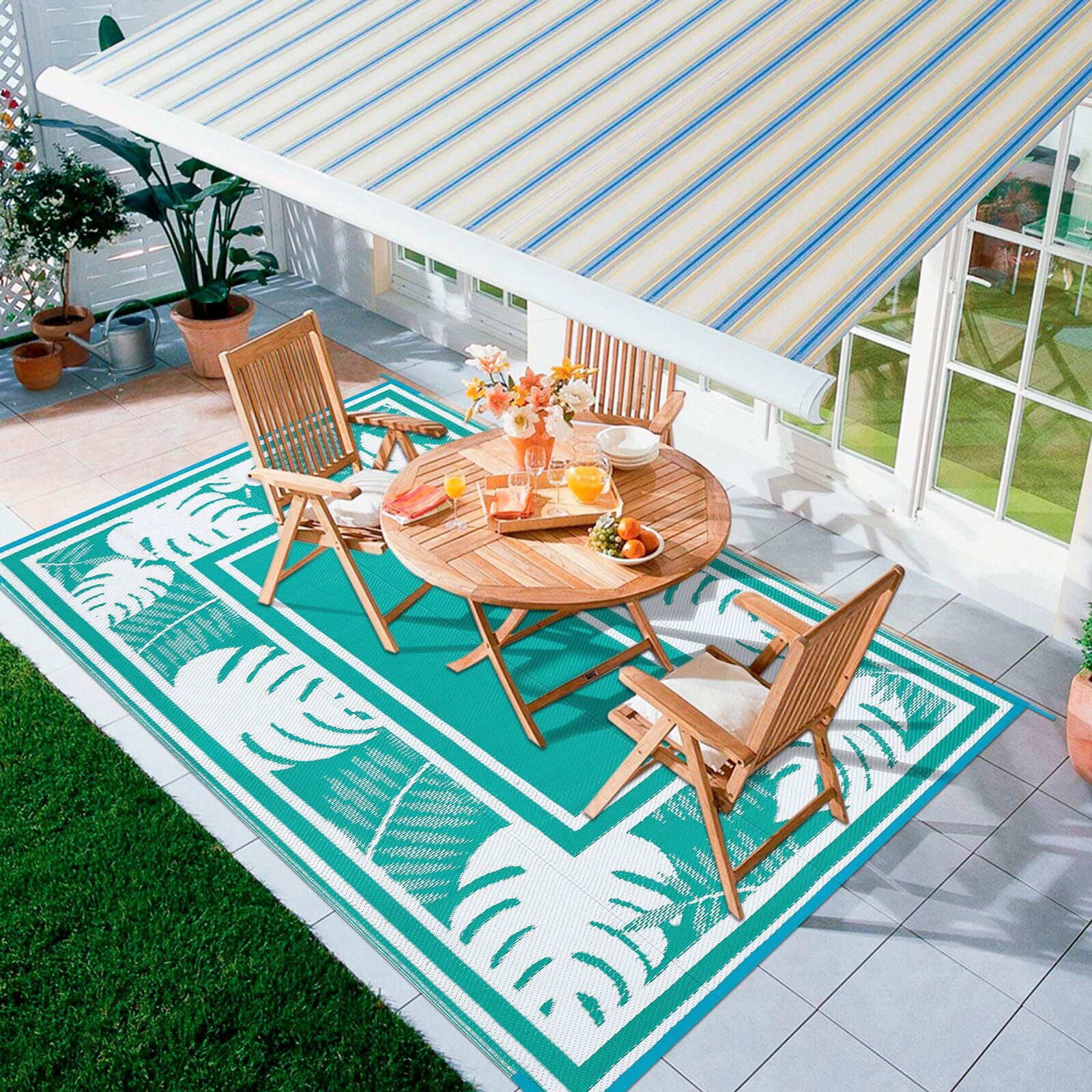 HiiARug Outdoor Rug 5x7Ft Outdoor Plastic Straw Rug Waterproof