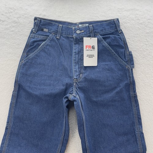 Carhartt FR Jeans Herren 28x34 Blau Flame Resistant Carpenter Loose Fit Denim Hose - Bild 2 von 15