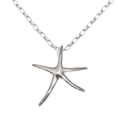 Sterling silver starfish pendant necklace with 18 inch chain and gift ...