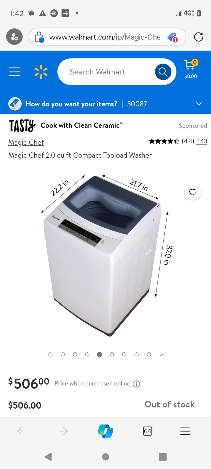 Magic Chef 2.0 Cu Ft Compact Topload Washer Portable Washer Full