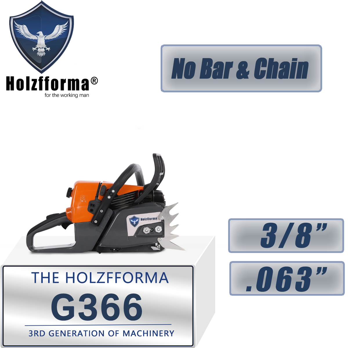 59CC Farmertec Holzfforma G366 MS361 Orange Gray Chainsaw NO Guide