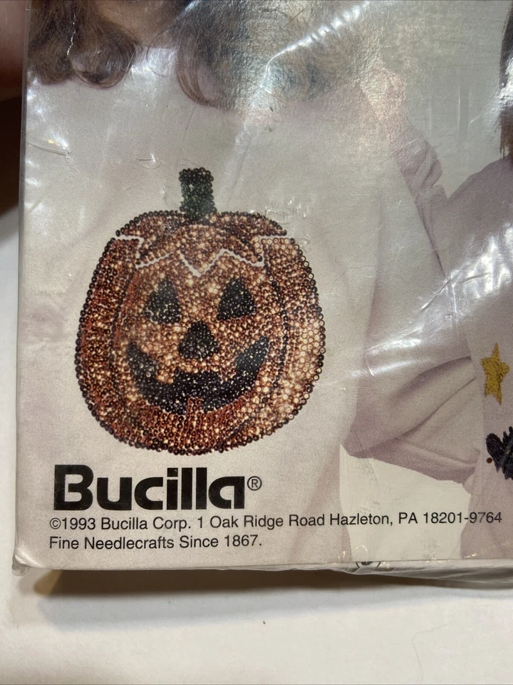 Kit de lentejuelas vintage Bucilla Halloween Boo Bats & Pumpkin Dazzle Works #63596 '93 Foto 2 de 4