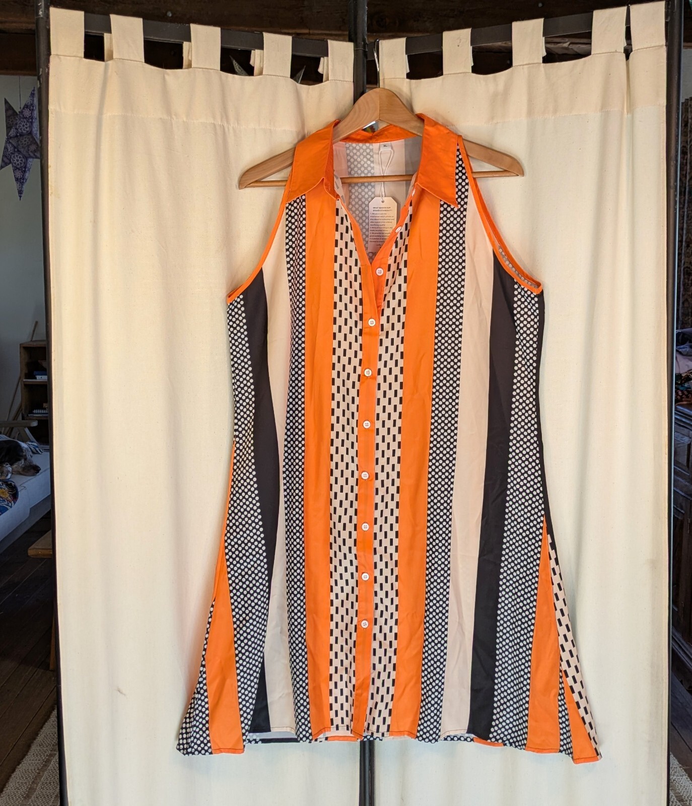 NWT Boho Art to Wear Women's Blouse/Tunic XL Sleeveless Bright Stripes