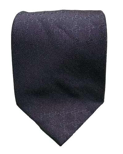 GUCCI NWT GG Dark Blue 100% Silk Italian Handmade Men's Classic Necktie Tie