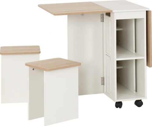 Seymore Stowaway Dining Set Oak Effect and White - Picture 2 of 7