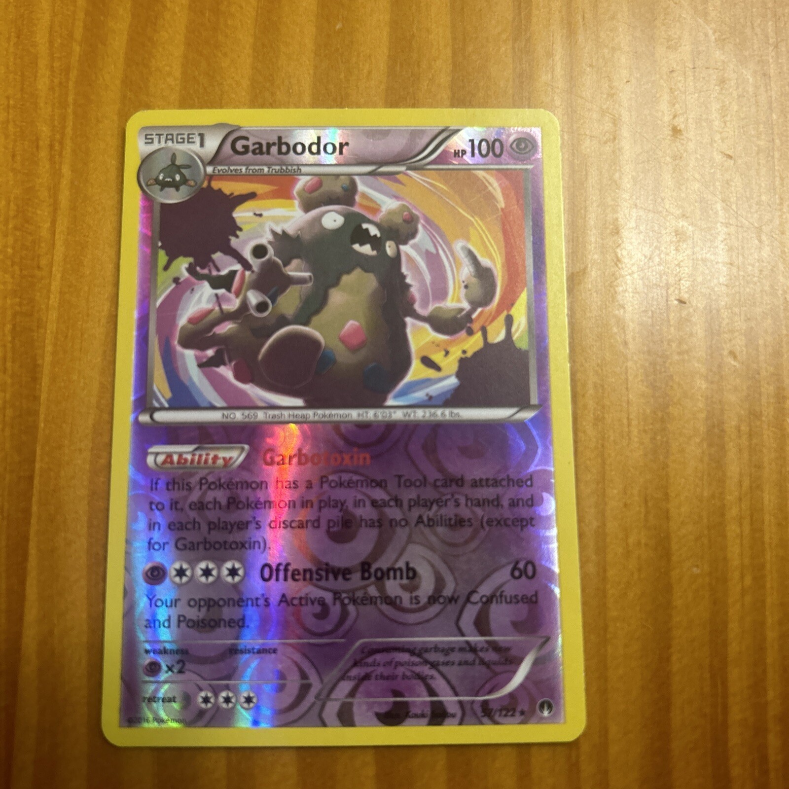Garbodor #57/122 BREAKPoint Reverse Holo  Rare Pokemon Card