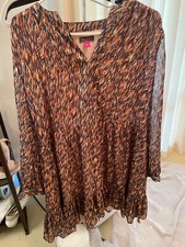vince Camuto dress size L worn once EUC has gold accent and sheer sleeves