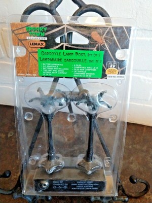 LEMAX SPOOKY TOWN COLLECTION (2005) GARGOYLE LAMP POSTS 2 PACK #54314. NEW NOS