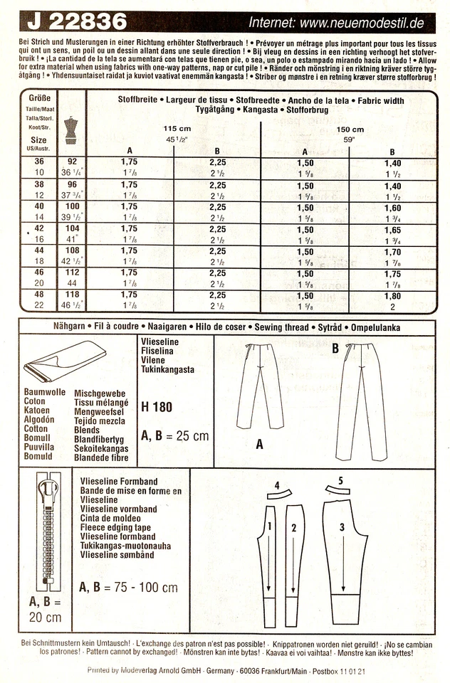 Neue Mode 22836 Pants & Capris w Contour Waist and Front Slits Sz 10-22 UNCUT - Image 2 of 4