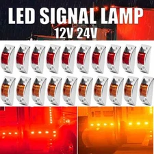 Amber Red Sealed 12LED Side Marker Clearance Truck Trailer Lights Chrome Lamp