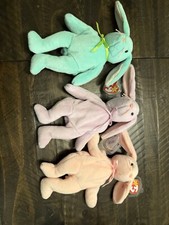 TY Beanie Baby Bunnies 1996: Hippity, Hoppity Floppity, Retired Lot of 3 w Tags